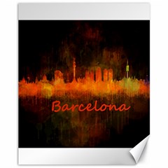 Barcelona City Dark Watercolor Skyline Canvas 11  X 14   by hqphoto