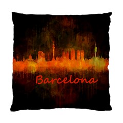 Barcelona City Dark Watercolor Skyline Standard Cushion Case (one Side)  by hqphoto