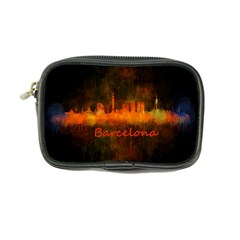 Barcelona City Dark Watercolor Skyline Coin Purse by hqphoto