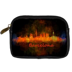 Barcelona City Dark Watercolor Skyline Digital Camera Cases by hqphoto