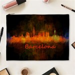 Barcelona City Dark Watercolor Skyline Cosmetic Bag (XL) Front