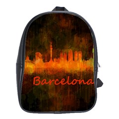 Barcelona City Dark Watercolor Skyline School Bags(large)  by hqphoto