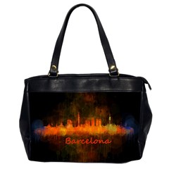 Barcelona City Dark Watercolor Skyline Office Handbags (2 Sides) 