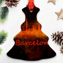 Barcelona City Dark Watercolor Skyline Ornament (christmas Tree)