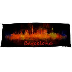 Barcelona City Dark Watercolor Skyline Body Pillow Cases (dakimakura)  by hqphoto