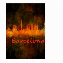 Barcelona City Dark Watercolor Skyline Large Garden Flag (two Sides)