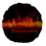 Barcelona City Dark Watercolor Skyline Large 18  Premium Round Cushions Front