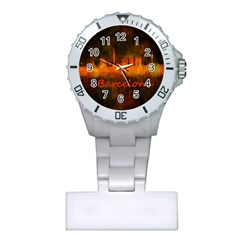 Barcelona City Dark Watercolor Skyline Nurses Watches