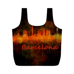 Barcelona City Dark Watercolor Skyline Full Print Recycle Bags (m)  by hqphoto