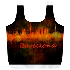 Barcelona City Dark Watercolor Skyline Full Print Recycle Bags (l)  by hqphoto