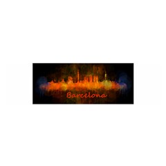 Barcelona City Dark Watercolor Skyline Satin Scarf (oblong) by hqphoto