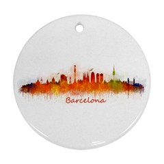 Barcelona City Art Round Ornament (two Sides) 