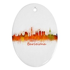 Barcelona City Art Oval Ornament (two Sides)