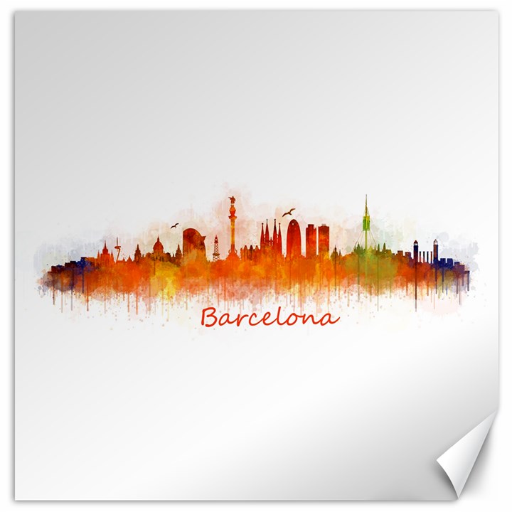 Barcelona City Art Canvas 12  x 12  