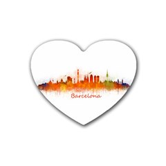 Barcelona City Art Rubber Coaster (heart)  by hqphoto