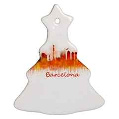 Barcelona City Art Christmas Tree Ornament (2 Sides) by hqphoto