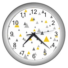 Pastel Random Triangles Modern Pattern Wall Clocks (silver) 