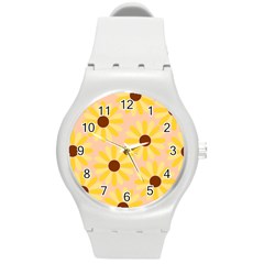 Sunflowers Everywhere Round Plastic Sport Watch (m) by CraftyLittleNodes