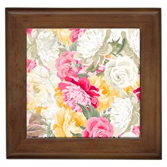 Colorful Floral Collage Framed Tiles by Dushan