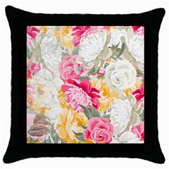 Colorful Floral Collage Throw Pillow Cases (black) by Dushan