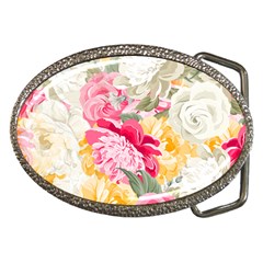 Colorful Floral Collage Belt Buckles