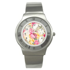 Colorful Floral Collage Stainless Steel Watches by Dushan