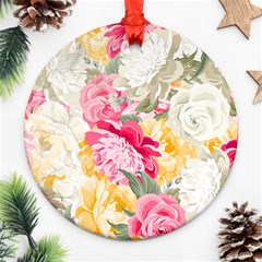 Colorful Floral Collage Round Ornament (two Sides)  by Dushan