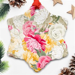 Colorful Floral Collage Snowflake Ornament (2-side) by Dushan