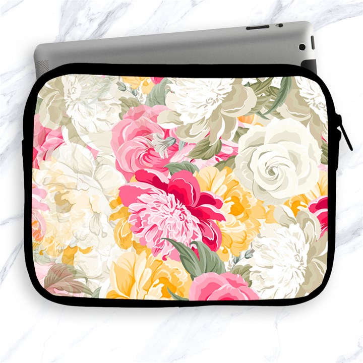 Colorful Floral Collage Apple iPad 2/3/4 Zipper Cases