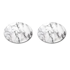 White Marble Stone Print Cufflinks (oval) by Dushan