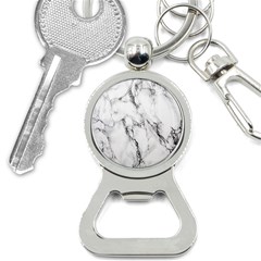 White Marble Stone Print Bottle Opener Key Chains by Dushan