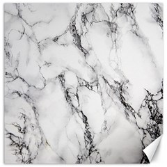 White Marble Stone Print Canvas 16  X 16   by Dushan