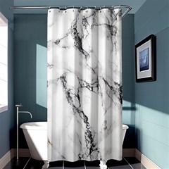 White Marble Stone Print Shower Curtain 36  X 72  (stall)  by Dushan