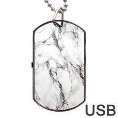 White Marble Stone Print Dog Tag Usb Flash (one Side) by Dushan