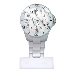 White Marble Stone Print Nurses Watches by Dushan