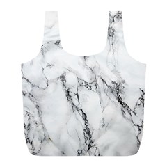 White Marble Stone Print Full Print Recycle Bags (l)  by Dushan