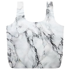 White Marble Stone Print Full Print Recycle Bags (l)  by Dushan