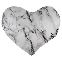 White Marble Stone Print Large 19  Premium Flano Heart Shape Cushions by Dushan