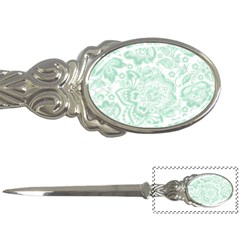 Mint Green And White Baroque Floral Pattern Letter Openers by Dushan