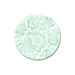 Mint green And White Baroque Floral Pattern Magnet 3  (Round) Front