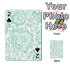 Mint Green And White Baroque Floral Pattern Playing Cards 54 Designs  by Dushan