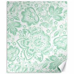 Mint Green And White Baroque Floral Pattern Canvas 8  X 10  by Dushan