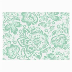 Mint Green And White Baroque Floral Pattern Large Glasses Cloth (2-side) by Dushan