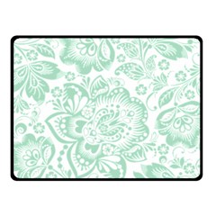 Mint Green And White Baroque Floral Pattern Fleece Blanket (small) by Dushan