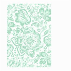 Mint Green And White Baroque Floral Pattern Small Garden Flag (two Sides) by Dushan