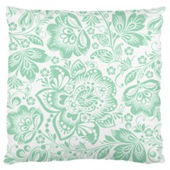 Mint Green And White Baroque Floral Pattern Large Cushion Cases (one Side)  by Dushan