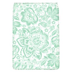 Mint Green And White Baroque Floral Pattern Flap Covers (l)  by Dushan