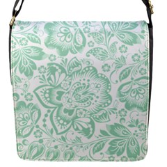 Mint Green And White Baroque Floral Pattern Flap Messenger Bag (s)