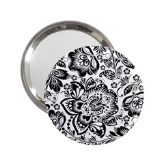 Black Floral Damasks Pattern Baroque Style 2 25  Handbag Mirrors by Dushan