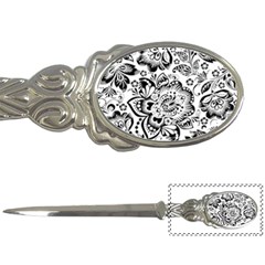 Black Floral Damasks Pattern Baroque Style Letter Openers by Dushan